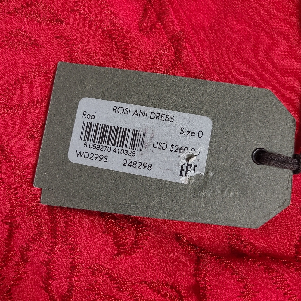 NEW All Saints Size 0 Red Embroidered Rosi Ani Dress - Picture 8 of 11